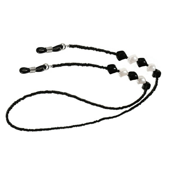 WHAMVOX Black Glasses Lanyard Chain for Anti Slip Use Decorate Eyewear with Beads Plastic