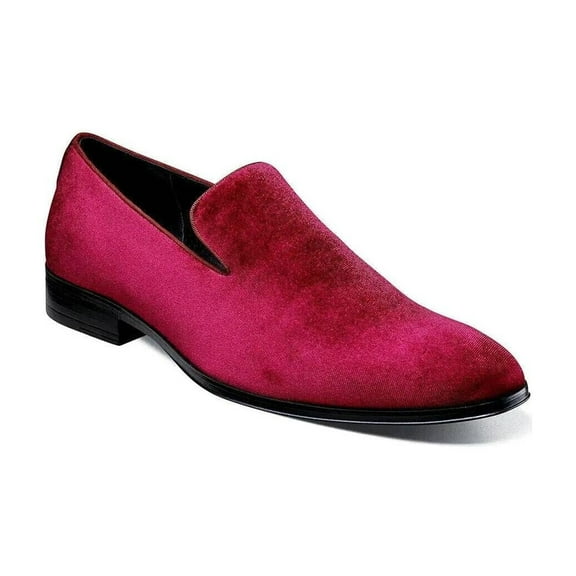 Stacy Adams Savion Plain Toe Velour Slip On Party Shoes Cranberry 25613-608