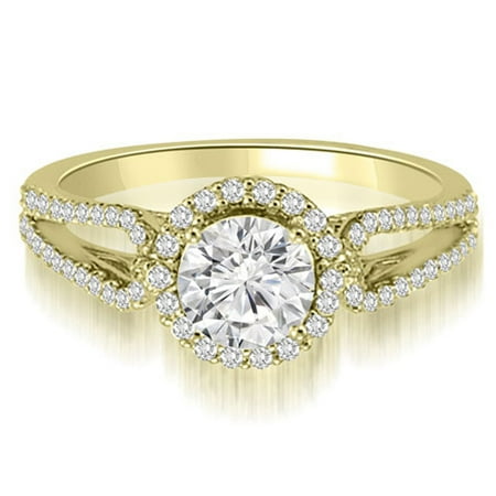 0.85 CT.TW Halo Split-Shank Round Diamond Engagement Ring in 14K White, Yellow Or Rose Gold