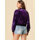 thumbnail image 5 of Chaqueta De Bombardero De Lentejuelas Con Cremallera Y Manga Larga Recortada Con Purpurina Para Mujer Púrpura L, 5 of 6