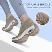 STQ Women's Walking Shoes Slip on Breathable Sneakers Taupe US 8