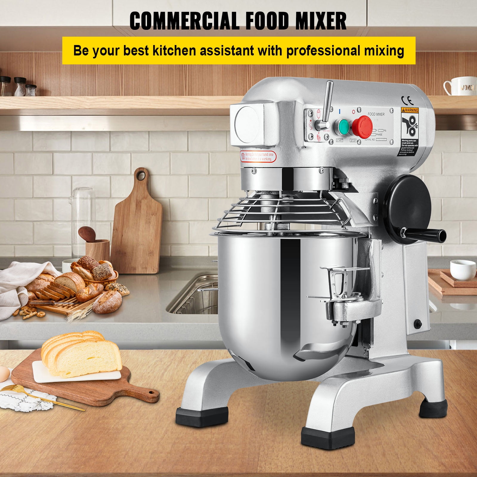 VEVOR Commercial Food Mixer 30Qt 1100W 3 Speeds Adjustable 105/180