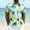 Blue, variant on Mens Yellow Hawaiian Shirt Short Sleeve Button Up - Beige Tropical Aloha Shirt with Pineapple Palm Tree Print, Stretch Quick-Dry for Beach & Vacation,Size XL