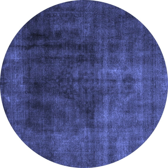 Ahgly Company Machine Washable Indoor Round Persian Blue Traditional Area Rugs, 4' Round
