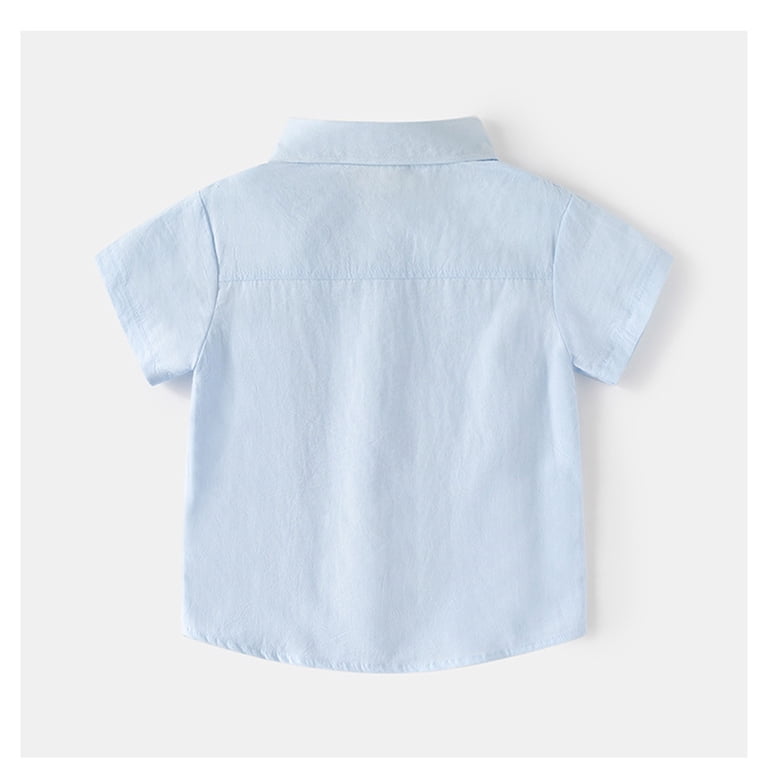 Yuncity Toddler Kids Tops Short Sleeve Lapel Solid Color Summer