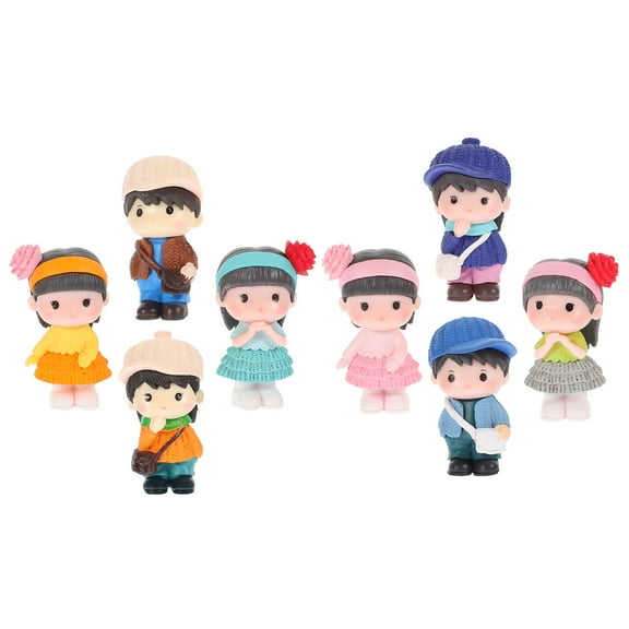 LOLIPPYY 8pcs Small Figurine Assorted Color Boy Statues Girl Statues for Friends Garden Decoration