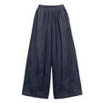 thumbnail image 6 of Delayuji Women's Linen Pant Embroidered Summer Loose Elastic Waist Casual Baggy Pants Wide Leg Pants Plus Size M-4XL, 6 of 6