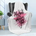 thumbnail image 4 of Love Soft Flannel Fleece Blanket, My Heart is Wherever You are Romantic Valentines Day Words Ink Style Calligraphy, Cozy Plush for Indoor and Outdoor Use, 50" x 60", Pink Black White, by Ambesonne, 4 of 5
