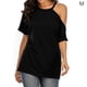 thumbnail image 1 of Camiseta de mujer Verano con hombros descubiertos Blusa de manga corta Top suelto, Negro, M Methold AP001354-02, 1 of 7