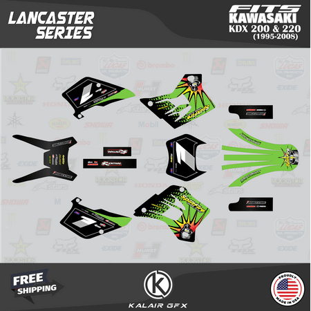 Kalair GFX Graphics Kit for Kawasaki KDX200 KDX220 (1995-2008) Lancaster Series Kalair GFX Graphics Kit for Kawasaki KDX200 KDX220 (1995-2008) Lancaster Series