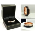 thumbnail image 2 of Jewelry Avalanche Grooved 3-Tone Gray-Black-Rose Gold Dome Tungsten Mens Wedding Band 8mm, 2 of 3