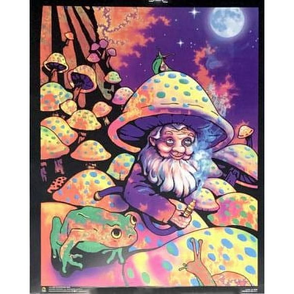Mushroom Man Non-Flocked Mini Black Light Poster 16 x 20