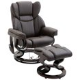 thumbnail image 3 of HOMCOM Massage Recliner Chair with Ottoman Footrest, 10 Vibration Points, 360° Swivel Reclining Chair, Faux Leather Living Room Chair with Side Pocket and Remote Control, Brown, 3 of 10