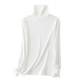 thumbnail image 5 of YEJIMAN White Shirt Women Trendy, polyester Plus Size Tunic Tops For Women, Women Mock Turtleneck Long Sleeve Pullover High Neck Sexy Tight Fitting Priming T Shirt, 5 of 5