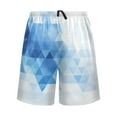 thumbnail image 2 of Men's Pajama Shorts Bottoms with Pockets Soft Lightweight Lounge Sleep Wear Blue and White Geometric, 2 of 6