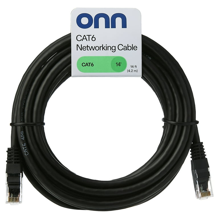 onn出品 Onn+ 14FT Cat6 Ethernet Network Cable, White, 14 Feet, High-Speed