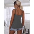 thumbnail image 2 of Women's Cute V Neck Gingham Ruffle Hem Peplum Cami Top Gris oscuro M Gris oscuro M Xishao ropa, 2 of 2
