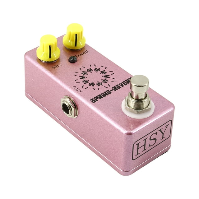 True Bypass Guitar Spring Reverb Pedal for Electric Guitar Effects, Zinc Alloy Housing, DC 9V, 6.35mm Input/Output, Mix/Dwell, 2-Knob Mini Guitar Spring Reverb Effects