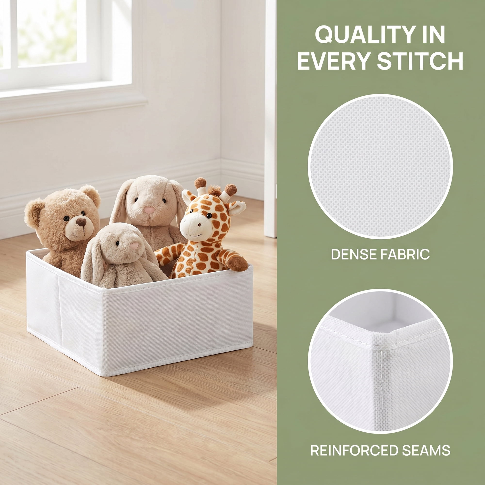 Unique Bargains Storage Bin with Zipper for Organizing Clothes White 11" x 11" x 4.7"