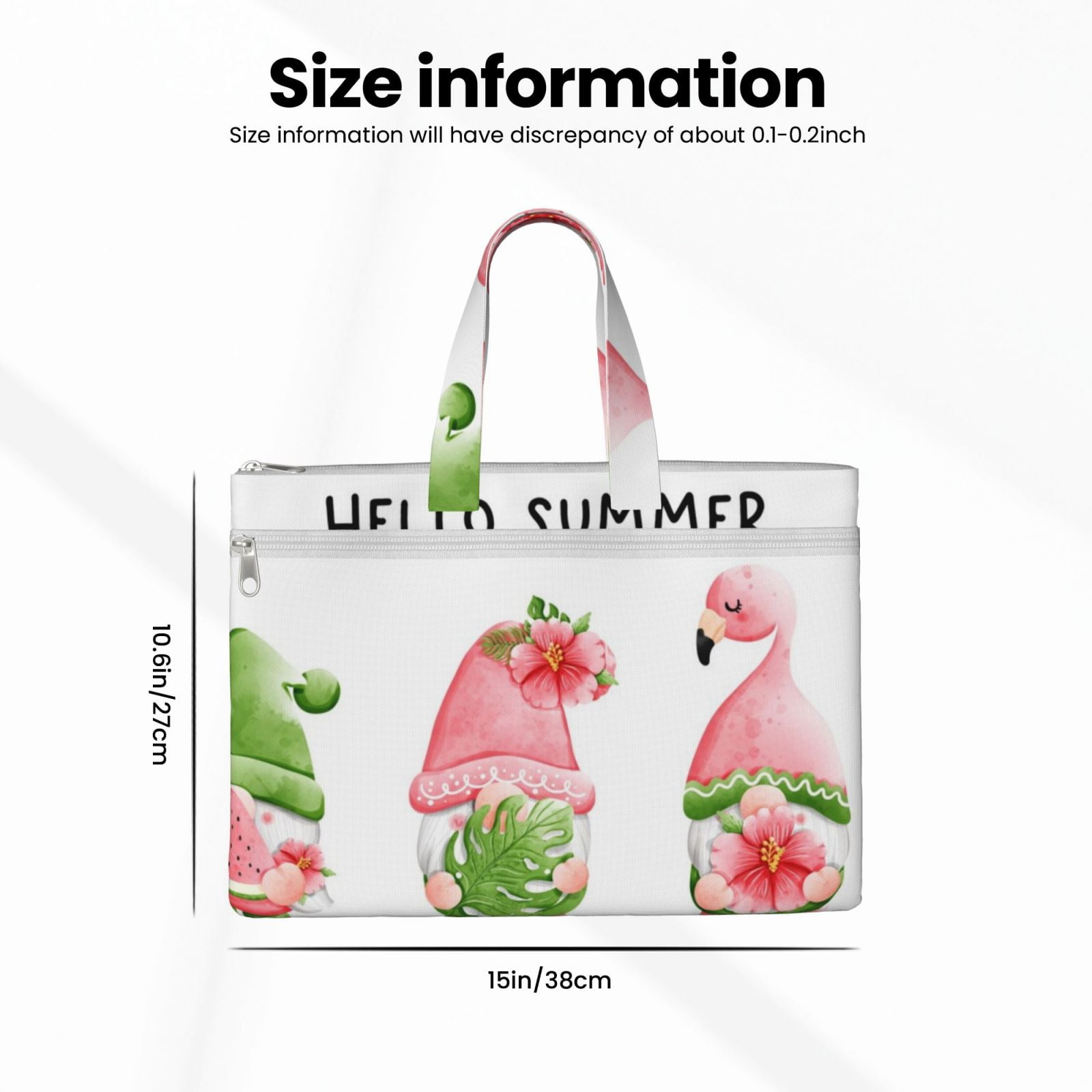 Kdxio Hello Summer Gnome File Tote Document Bag Business Briefcase Bag Document Organizer Tote Briefcase for Letter A4 Files Business Teacher Office Bag