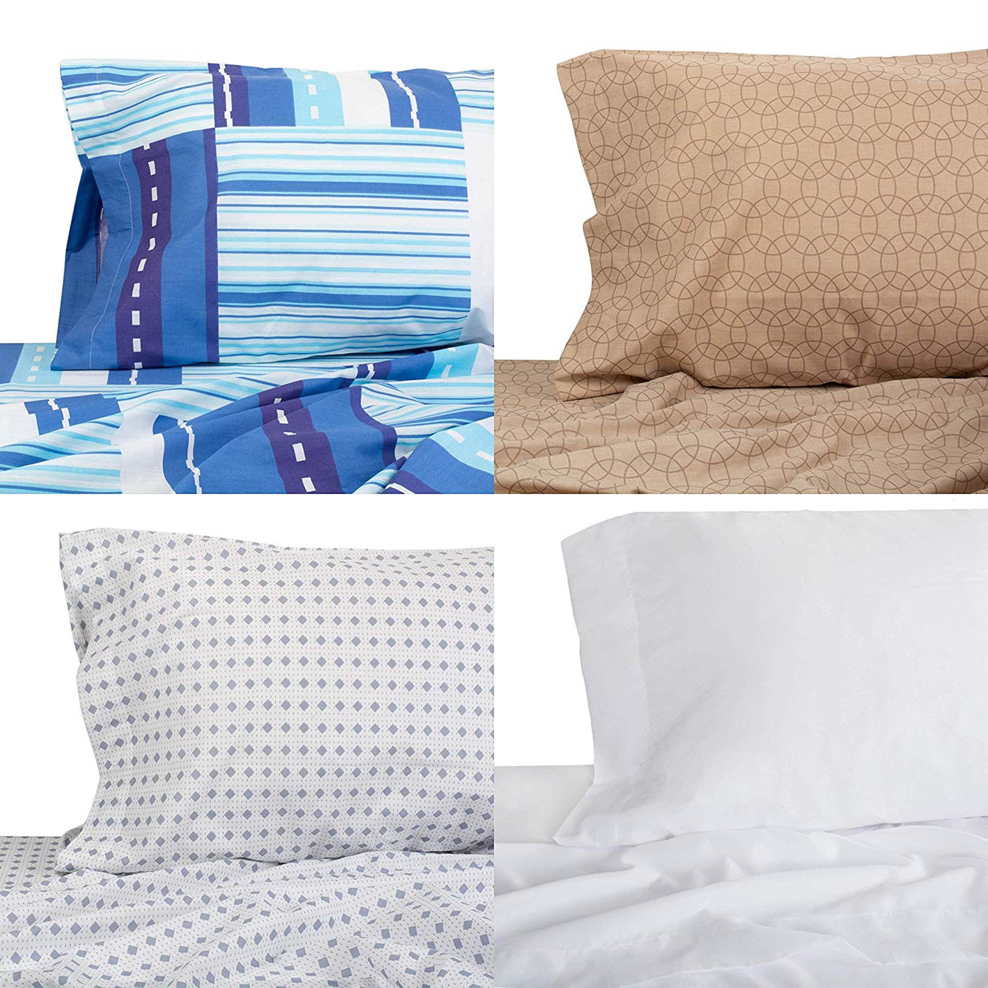 Premium Percale King Bed Sheet Set, Set of 4, Prints
