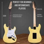 LyxPro 39 Inch Electric Guitar Kit with 20W Amp & Accessories - Retro Yellow