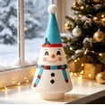 thumbnail image 6 of Vintage Lighted Snowman Tree Figurine - 7.87 in Resin Tabletop Christmas Decor, Battery Operated Retro Snowman Statue for Holiday Mantle Shelf Home Party, 6 of 8