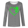 thumbnail image 4 of Honeeladyy - Camiseta de manga larga para mujer, cuello redondo, bonita, informal, con estampado de corazones, moderna, camiseta de tres cuartos, para conciertos de música country (gris, 2XL), 4 of 4