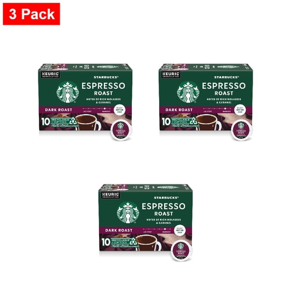 Starbucks Espresso Roast Dark Roast K-Cup Coffee Pods 10 ct - 3 Pack