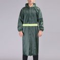 thumbnail image 2 of Rohuuque Women's and Men's Hooded Rain Poncho Reflective Windbreaker Rain Cape with Hood Emergency Waterproof Coat Olive Green, 2 of 7