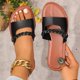 thumbnail image 2 of Zapatillas de Casa de las Mujeres Color Sólido Correa Nerviosa Contraste Footbed Diapositivas de Playa Planas, Zapatillas de Verano de las Mujeres para la Comodidad Interior Al Aire Libre, 2 of 9