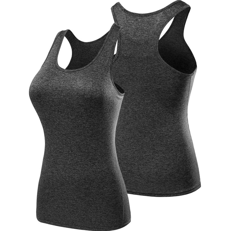 NELEUS Womens Compression Base Layer Dry Fit Tank Top 3 Pack,Black+Gray+ White,US Size XS