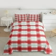 thumbnail image 2 of Homewish Red Gray Striped Full Size Comforter Sets,Modern Geometric Checkered Bedding Comforter Set,Modern Minimalist Artistic Bedding Sets For Girls Boys,Microfiber Bedroom Decor Reversible,3pcs, 2 of 8