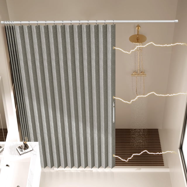 Cortinas de ducha AJAZZ magnéticas plegables de poliéster gris