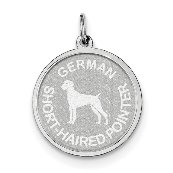 Beautiful Sterling Silver Rhodium-plated German Shorthaired Pointer Disc Charm