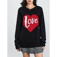 thumbnail image 2 of Nituyy Chandail Ample en Tricot pour Femmes de la Saint-Valentin, Imprimé Cœur et Lettres, Manches Longues, Col Rond, Fin, 2 of 6