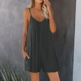 thumbnail image 2 of Caywon Womens Fashion Summer Solids Pocket Detail Casual Sleeveless Strappy Jumpsuit One Piece Romper Comfortable Lightweight Fabric Loose Fit Gray 3XL, 2 of 5