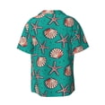 thumbnail image 2 of Vsdgher Starfish and Shell Print Men's Wrinkle Free Untucked Cuban Shirt Business Casual Button Down Shirts Short Sleeve Shirt, 2 of 7