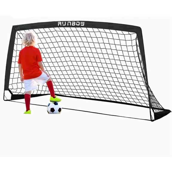 RUNBOW 6x4 ft Portable Kids Soccer Goal for Backyard Practice Soccer Net with Carry Bag (6x4 FT, 1 pack, Black)