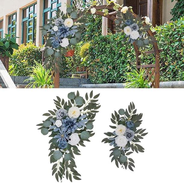 2 Arcos de Boda BLESIY Flores Girasoles Decoración Rústica Blanco azul Opción 3G