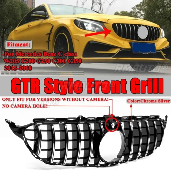 W205 AMG GT Style Grill Car Front Bumper Grille Racing Grills For Mercedes Benz W205 2015-2018 Grill Exterior Parts Body Kit