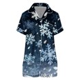 thumbnail image 4 of Button Pajamas Detail Loungewear Women Short Sleeve Christmas Printed Outfit Top and Shorts Relax Clothing, 4 of 4