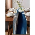 thumbnail image 4 of Multicolored Blue Table Runner-Cotton Linen- 60 Inch Holiday Dresser Scarves, White Geometric Abstract Ocean Seawave Tablerunner for Kitchen Coffee/Dining Bedroom Living Room Dinner Scarf Décor 13x60, 4 of 9
