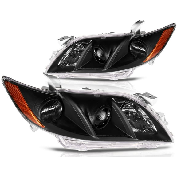 AUTOMUTO Headlight Assembly Black Housing Amber Reflector Clear Lens for Toyota Camry 2007-2009 8113033652 8113033662