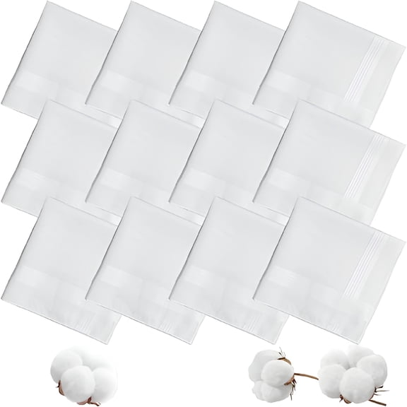 AUQ Men's Handkerchiefs 100% Soft Cotton,Classic White Hankies,Breathable and Reusable Handkerchiefs for Men