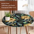 thumbnail image 4 of Yellow Boho Floral Round Tablecloth, Fitted Table Cover with Elastic for 36"-44" Round Tables, Vintage Southwestern Ethnic Tribe Botanical Table Cloth Outdoor Dinning Party Waterproof Tablecloths, 4 of 7