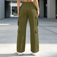 thumbnail image 6 of QATAINLAV Cargo Pants for Women Y2K Casual Baggy Wide Leg Sweatpants Solid Color Jogger Workout Trousers with Pockets Army Green L, 6 of 7