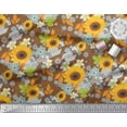 thumbnail image 3 of Soimoi Rayon Crepe Fabric Leaves & Sunflower Floral Print Sewing Fabric Yard 46 Inch Wide, 3 of 3