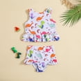 thumbnail image 5 of Toddler Girl Swimsuit Summer Cartoon Dinosaur Printed Ruffles Two Piece Swimwear Bikini Baby Bathing Suit Girl,Size 3 Years-4 Years, 5 of 6