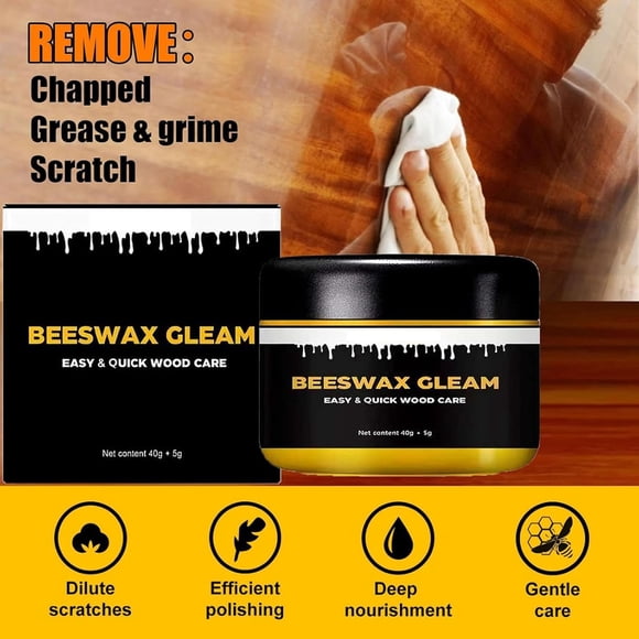 1pcs,Furniture Wax, Beeswax Gleam - Premium Furniture Wax & Polish, All-Natural Wood Conditioner, Restorer and Protector for Tables, Cabinets, Cutting Boards Waterproof.,Multicolor,1 P